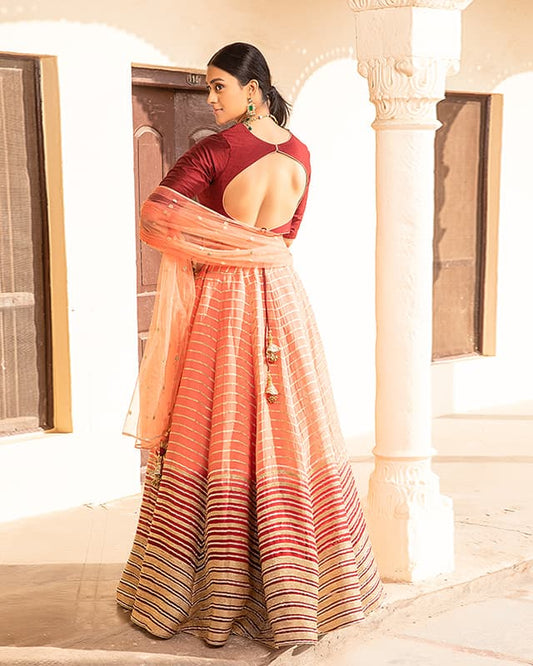 Embelished Georgette Multicolor Lehenga